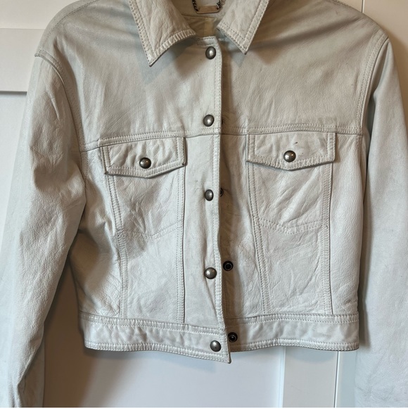 DANIER cropped vintage white leather jacket - Picture 2 of 3